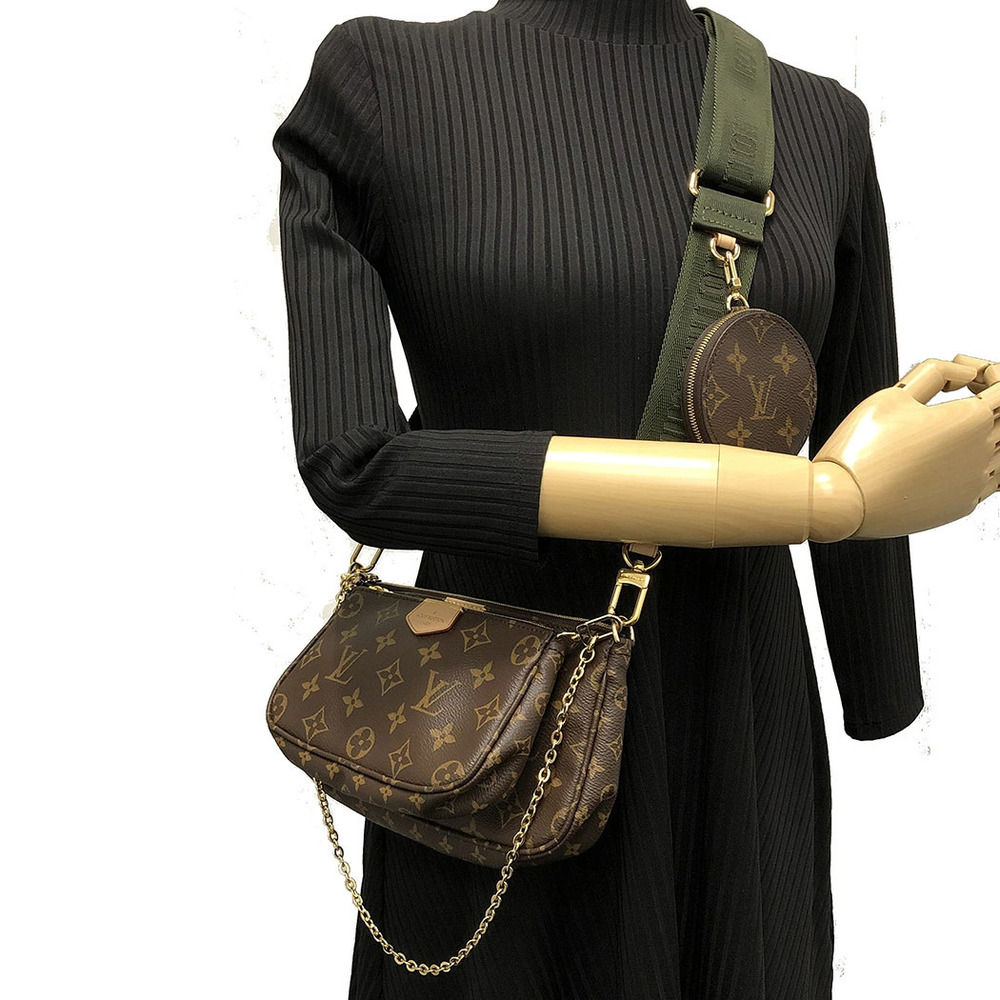 Louis Vuitton Multicolor Pochette Accessoires Crossbody Bag Canvas Khaki Green